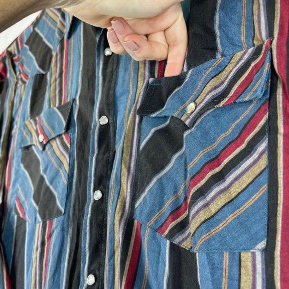 Vintage AUTHENTIC WESTERN YOUNGBLOODS Women 2X Red Blue Multi Striped Shirt Lot - Picture 3 of 15